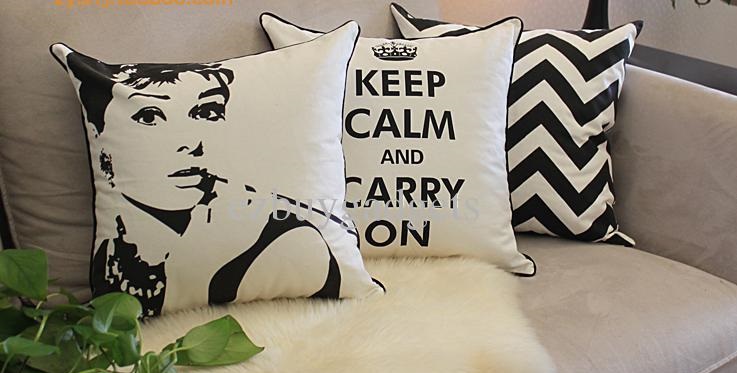 черно-белые подушки с портретом Одри черно-белые подушки с портретом Одри