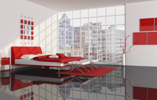 элементы красного цвета в декоре спальни элементы красного цвета в декоре спальни